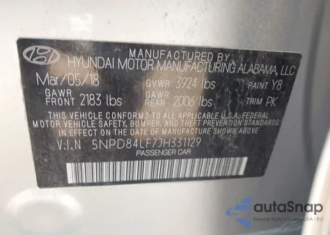 2018 Hyundai Elantra Sel из США, поврежденный, VIN 5NPD84LF7JH331129